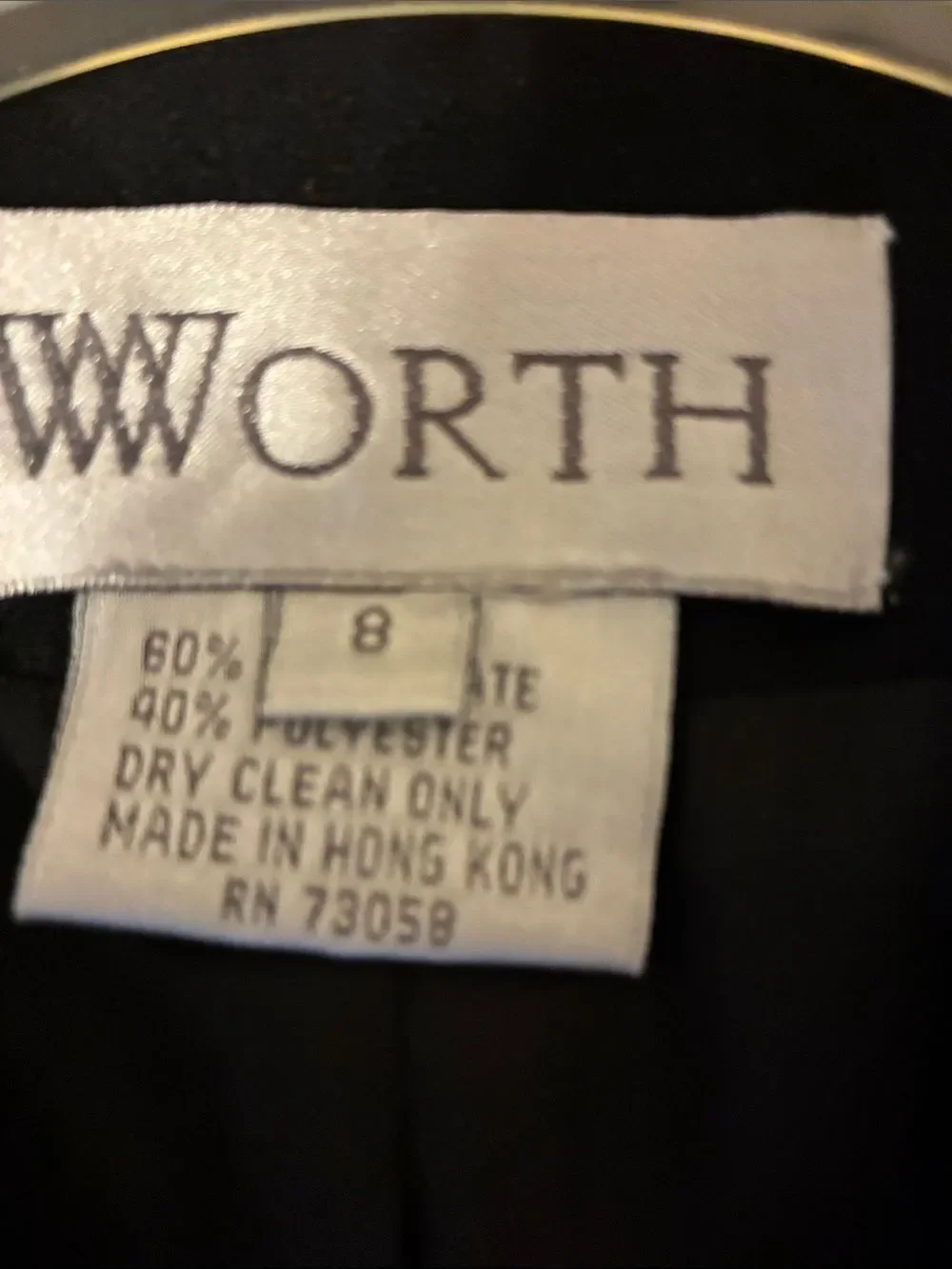 Worth‎ Black Double-Breasted Satin-Trim Blazer size 8